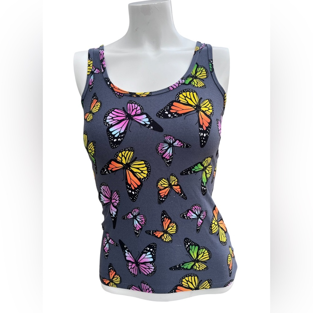 No Boundaries Colorful Butterfly Tank Top Indie/Fairy Sz M Juniors